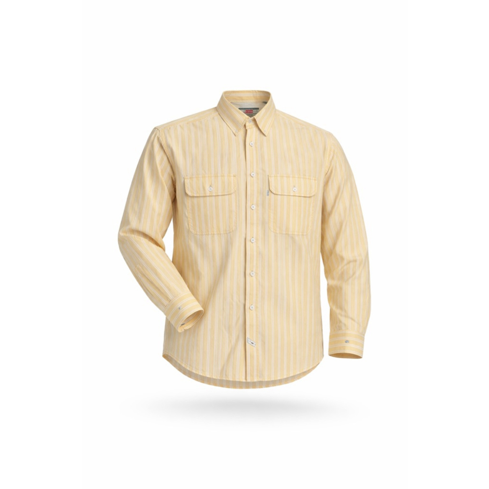 Levi’s Mens Yellow/White Striped Button Up Shirt Long Sleeve 100% Cotton Sz Med